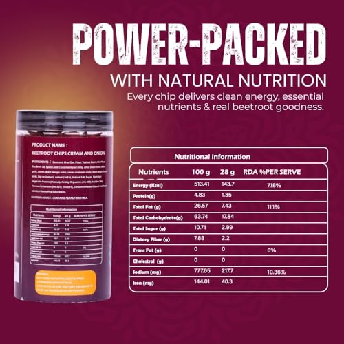Image of Snaaqz Beetroot Masala Chips Combo | Pack of 2 (150g each) | Double Crunch | High Protein, Vegan, Gluten Free, No Palm Oil, Baked Healthy Snack Made with Real Beetroot & Natural Spices