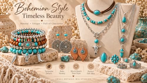 Mystery Jewelry Jar Bundle – premium quality Jewelry Box for Women Gift Set, Unique Birthday Gift for Her (earrings - rings - gold necklace stack - gold bracelet stack - anklets - waist chain - choker necklace) - jewelry sets for women - women's jewelry - unique jewelry - birthday gift set - beach jewelry - turquoise jewelry - Boho - Silver - Image 3