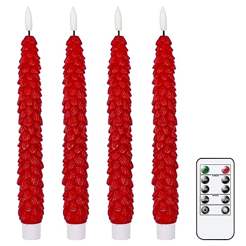 Image of GenSwin Christmas Tree Flameless Taper Candles candlesticks Remote Timer