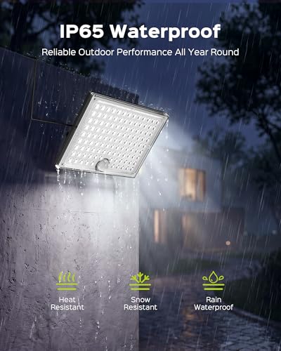JACKYLED Motion Solar Lights Outdoor, 113 LED Cool White Bright 2 Pack - Image 5