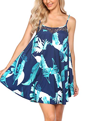 Ekouaer Womens Cotton Nightgown Soft Sleepwear Sexy Chemise Nightgown Full Slip Lace Lounge Dress