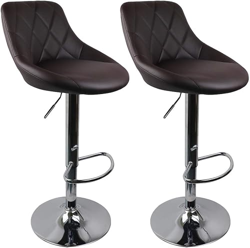 Juego de 2 taburetes de bar ajustables en altura para mostrador, taburete giratorio, silla de bar, de piel sintética, taburetes de cocina, sillas de