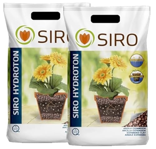 Suinga 2 x Arcilla Expandida 45L. Tierra para Suelos y Plantas. Sustrato Bolas para Drenaje de Macetas, Jardines y Cultivos hidropónicos. Evita el encharcamiento, la putrefacción de Las raíces, Gris