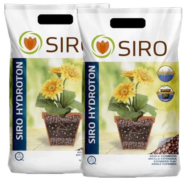 Suinga 2 x Arcilla Expandida 45L. Tierra para Suelos y Plantas. Sustrato Bolas para Drenaje de Macetas, Jardines y Cultivos hidropónicos. Evita el encharcamiento, la putrefacción de Las raíces, Gris