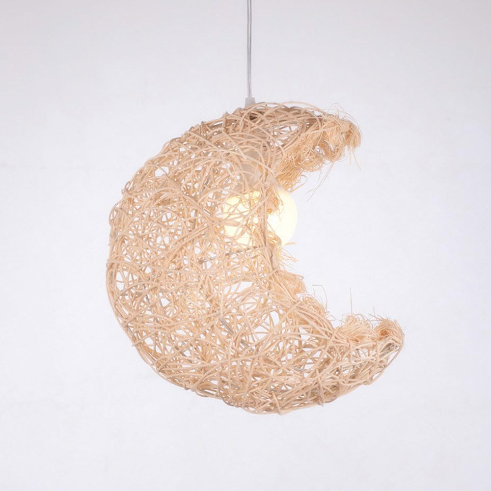 Lustre en rotin de luxe lune : l'élégance du fait main pour un salon chic