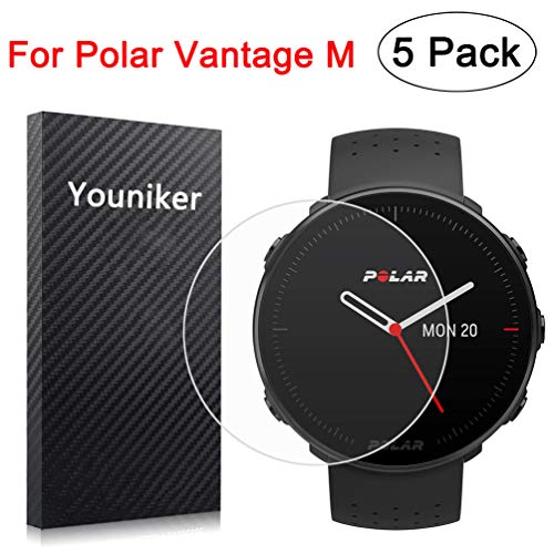 Youniker - Juego de 5 Protectores de Pantalla para Polar Vantage M Multisport Smart Watch, película Transparente HD antiarañazos, antihuellas