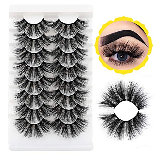 25mm Mink Lashes Fluffy Wispy Long False Lashes Thick 8 Pairs Dramatic Luxurious Volume Fake Eyelashes Pack Handmade Reusable Lashes by HeyAlice