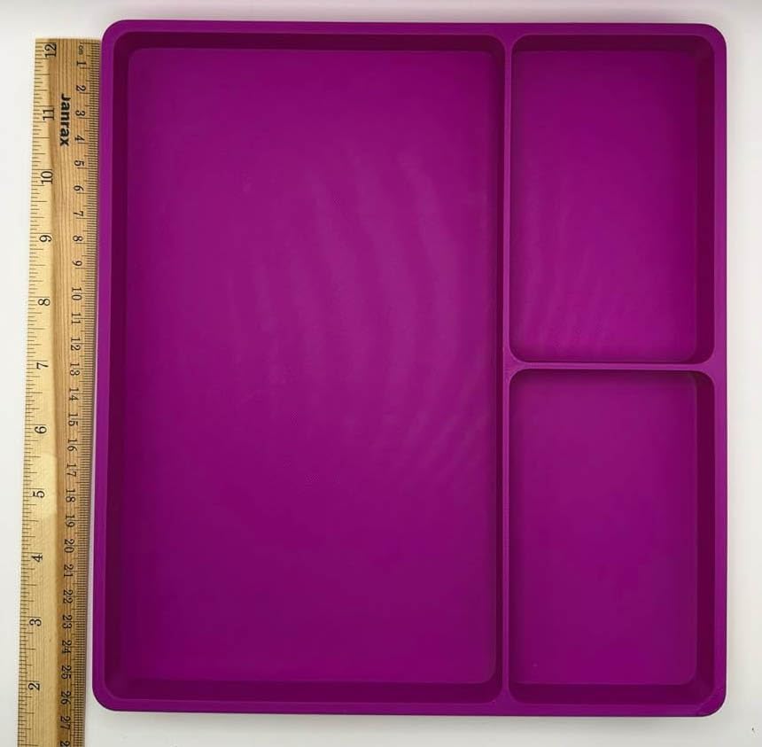 LPC DIRECT 3 Section Parts Tray for LEGO Building and Model Making (Large Purple)