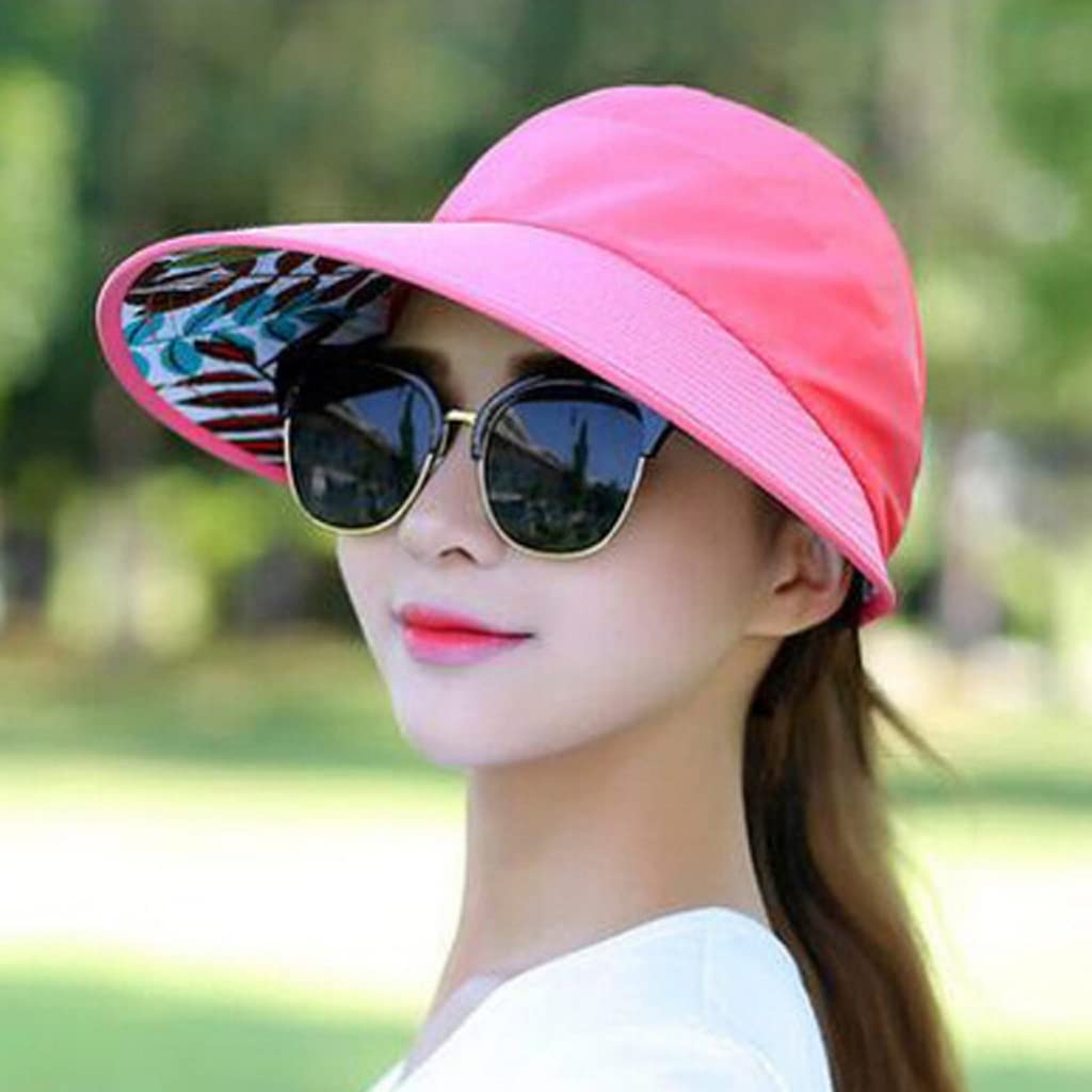 YXWYXWA Summer Sun Protection Plegable Mujeres Borros Anchos Damas Giras para la Playa de Vacaciones