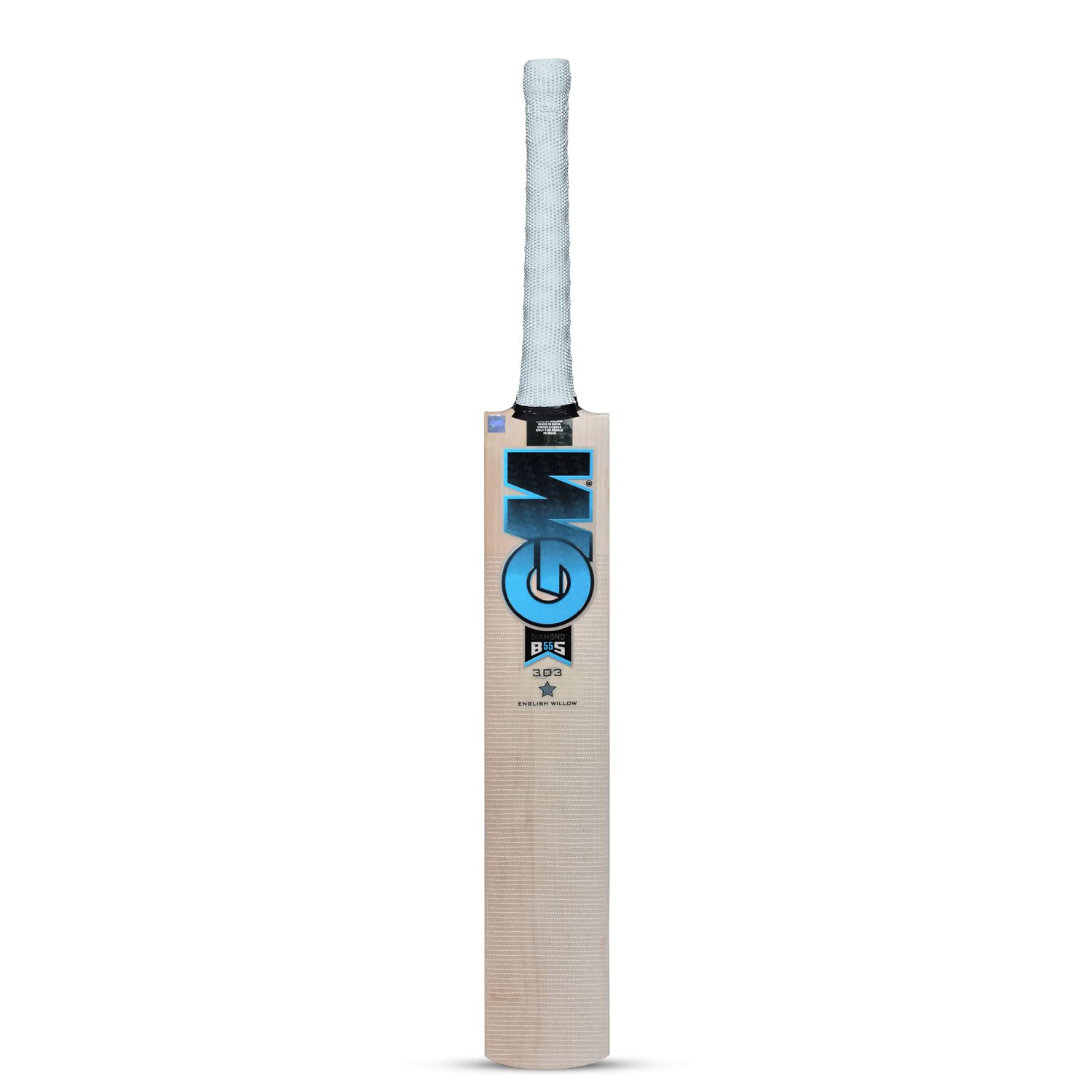GM Men's Wood Cross Weave Tape on The Face Short Handle Lightweight Diamond 303 English Willow Cricket Bat with Cover, Multicolour, Size-3
