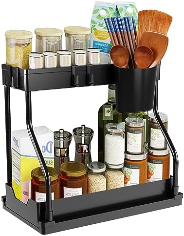 Amazon.com: ZCHLPTZUP Under Sink Organizer, 2 Tier Sliding Bathroom ...