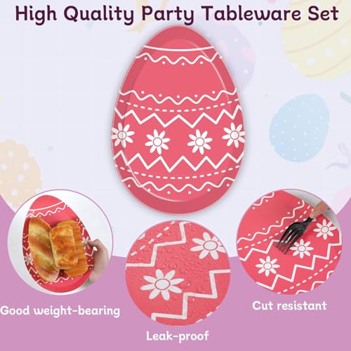 Naozinebi NB0109 48 Pcs Easter Paper Plates Easter Egg Shaped Disposable Plates Bright Colorful Easter Eggs Plates Easter Eggs Dinnerware 7Inch Easter Plates For Spring Holiday Easter Party Decorations And Supplies thumb #2
