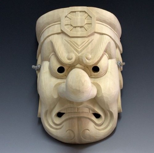 Amazon.co.jp: 楠面 天狗面（鼻上） 木彫り お面 壁掛け用