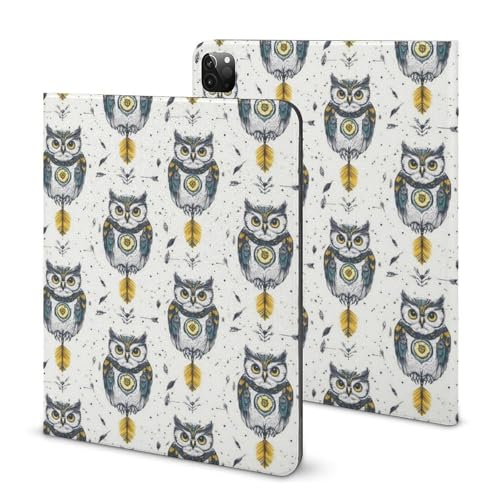 Coque iPad Pro 11 à veille automatique et porte-crayon antichoc motif hibou