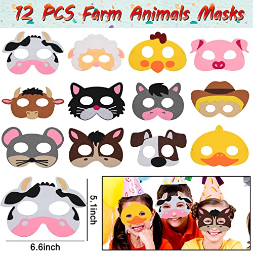 Farm Animals Party Favors Set 84 Pcs Barnyard Animal Masks Sticker Keychains Straw Slap Bracelet Rubber Pigs Gift Bags For Kids Birthday Party Baby Shower Goodie Bag Fillers Farm Animals Party Supplies #TOP3
