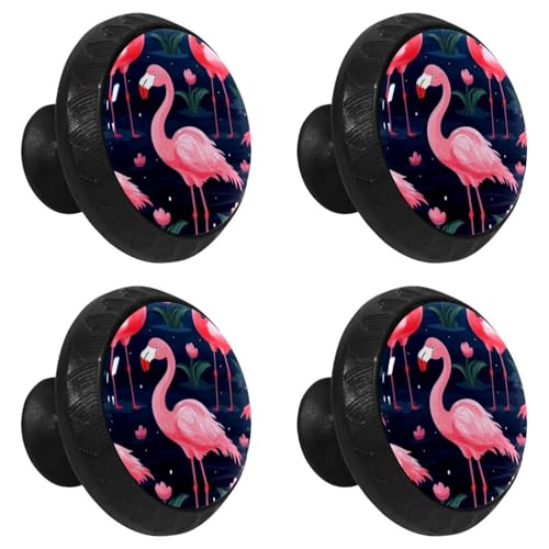 Boutons de tiroir ronds noirs Lot de 4 poignées avec vis pour commode