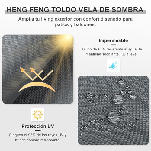Toldo vela rectangular 2,5x3m impermeable para solucionar el calor en el patio 4