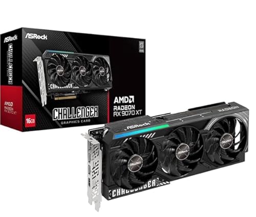 ASRock AMD Radeon RX 9070 XT Challenger 16GB OC �O���t�B�b�N�{�[�h | 16GB GDDR6 ���� | 3�A�t�@�����f�� | RX9070XT CL 16GO