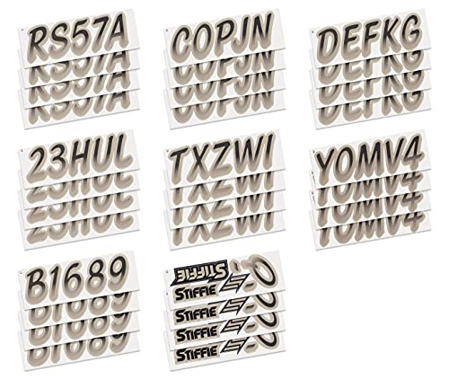 Image of STIFFIE Whipline Black /Pewter 3 inch Boat & PWC Registration Decals • Numbers Letters Stickers
