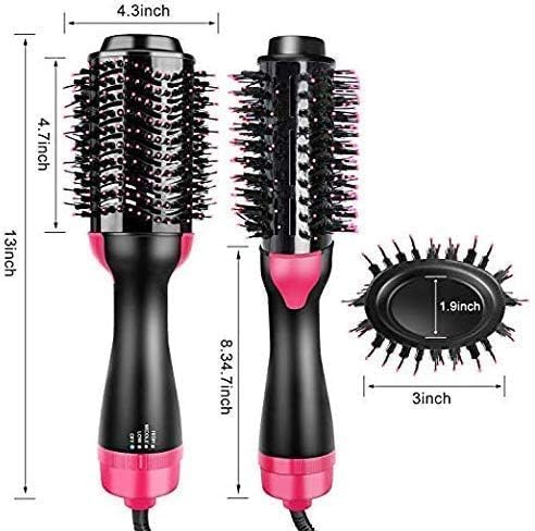 Image of All-purpose 4-in-1 Styling Brush Styler, One-Step Hair Dryer and Volumiser, Negative Ion Hair Straightener Curler Brush for Any Hairstyle in a Variety of Colours