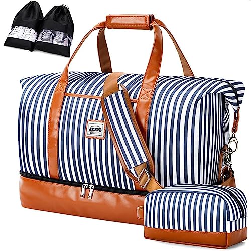 Sac de voyage femme en cuir avec compartiment étanche séparé