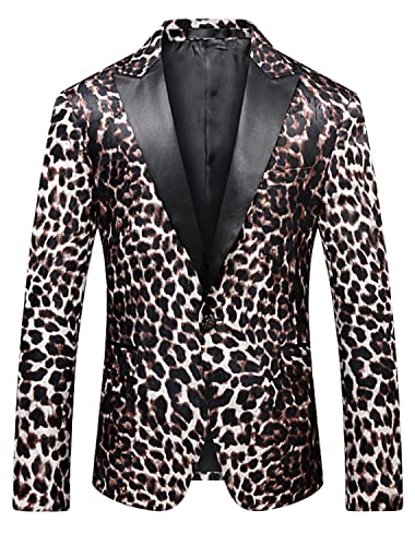 Blazer homme léopard veste de costume chic blazer de soirée ajusté