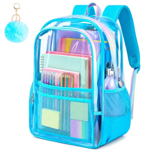 Image of AGSDON Clear Backpack, Heavy Duty Transparent Bookbag, See Through PVC Backpacks for Women Men