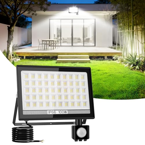 NATPOW 100W Led Strahler mit Bewegungsmelder außen, 11000LM 6000K Aussenstrahler Flutlicht mit IP66 Wasserdicht Superhell Scheinwerfer Außenstrahler für Garten Garage Sportplatz Hinterhof(1 Stk) NATPOW 100W Led Strahler mit Bewegungsmelder außen, 11000LM 6000K Aussenstrahler Flutlicht mit IP66 Wasserdicht Superhell Scheinwerfer Außenstrahler für Garten Garage Sportplatz Hinterhof(1 Stk)