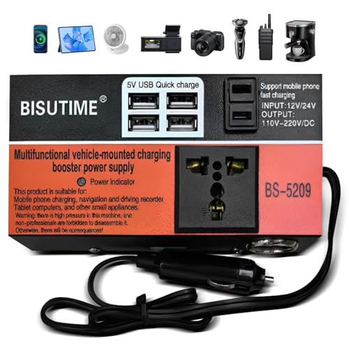 Inversor 12v Para 220v, Transformador 110v - 220v, Inversor de Potência Veicular, 4 Portas USB, Multifuncional Carregador de Bateria Automotivo, Carregador Veicular