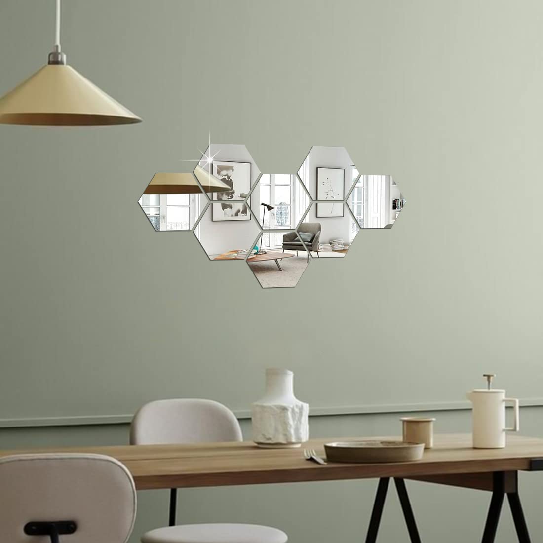 Decor1ders 8 Hexagon Mirror Silver Wall Stickers for Wall Size (10.5x12.1) Cm Acrylic Mirror for Wall Stickers for Bedroom | Bathroom | Kitchen | Living Room Decoration Items (B-8HexaSilver) (B0CSKFLXJD) Amazon Price History, Amazon Price Tracker