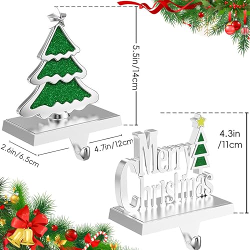 Kosmeey 6 Pack Christmas Stocking Holders for Mantle, Fireplace Stand, Xmas Stocking Hooks, Weighted Hangers for Holiday Decoration (Set of 6)