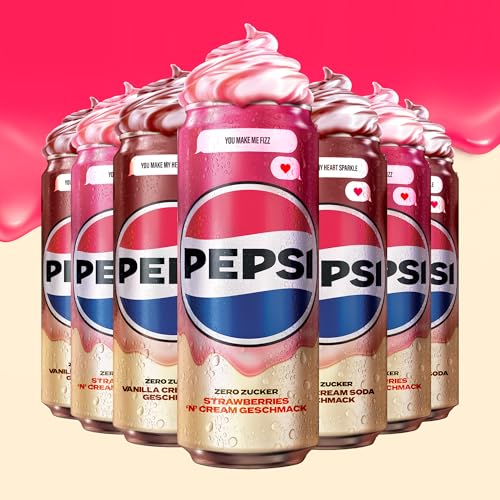 Pepsi Zero Zucker Strawberry 'n' Cream Geschmack in der Dose, Einweg (24 x 0,33l) 6
