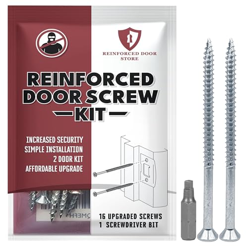 Reinforced Door Screw Kit for Strike Plates, Deadbolt Plates, and Hinges. 3-inch Screws and Screwdriver Bit, Makes Doors Kick Resistant, Home Security Upgrade
