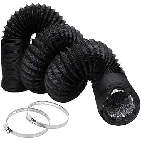 3 Inch Flexible Ducting Hose 16.5 feet, Black Aluminum Ducting Dryer Vent Hose with 2 Screw Clamps for Heating Ventilation Air Conditioning (HVAC), Boat Blower, Exhaust Grow Tents Cover