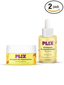 PLIX - THE PLANT FIX Pineapple Pigmentation Skincare Regime For Dark Spot Removal | Face Serum and Moisturizer Combo With 2% Alpha Arbutin For Women & Men, Pack of 2 (30ml + 50g) - image, photos
