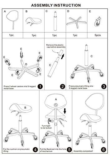 FRNIAMC Hydraulic Saddle Rolling Adjustable, Heavy-Duty (450 lbs) Stool Chair for Beauty Salon Massage Dental Clinic Home Office Use(Grey) - Thumbnail 4