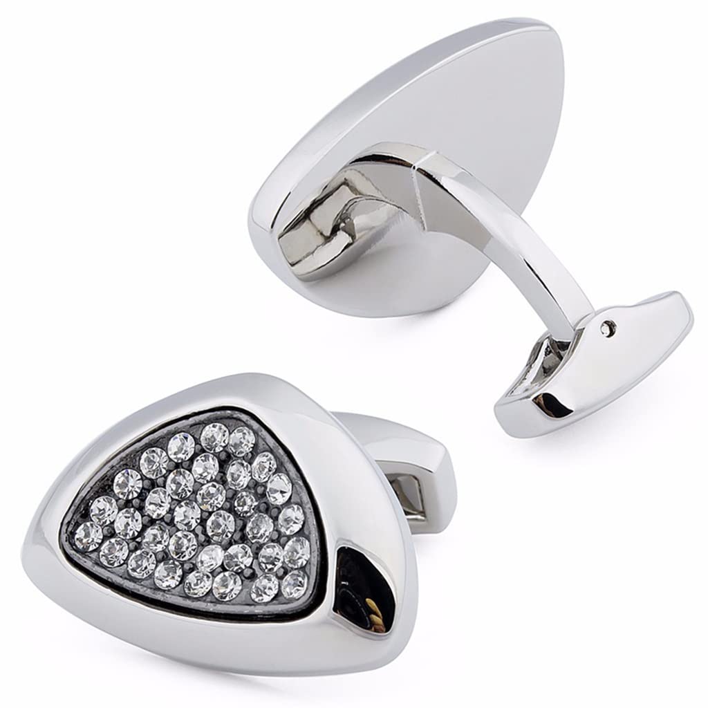 Gemelli a triangolo in cristallo 25 * 17 mm Regali da uomo Accessori per matrimoni Gemelli Gemelli per camicia (D 25 * 17 mm)