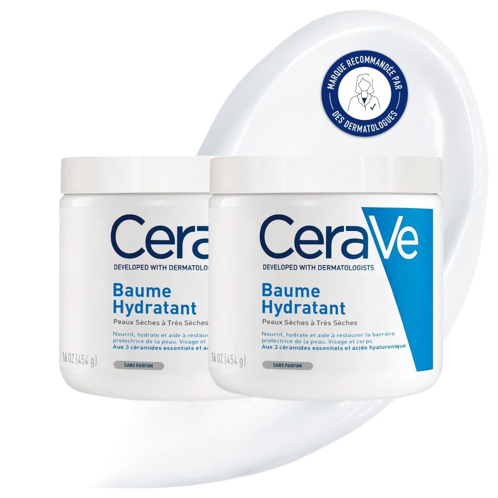 CeraVe Feuchtigkeitscreme für Körper und Gesicht, Langanhaltende Feuchtigkeit für trockene bis sehr trockene Haut, Seidige Textur, Mit Hyaluron und 3 essenziellen Ceramiden, 2 x 454 g