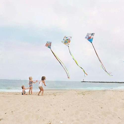 Vista 14 de DIY Kites for Kids Kite Making Kit Bulk, Decorating Coloring Kite Party Pack,White Diamond Kite Kits