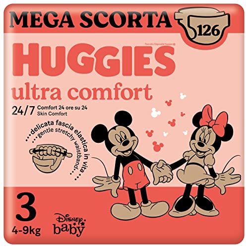 Huggies Pañales Ultra Confort, Talla 3 (4-9 kg) Paquete de 126 pañales