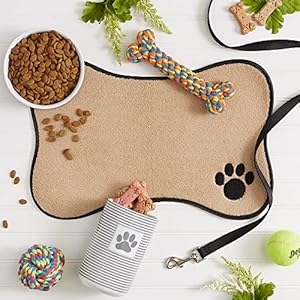 Bone Shape Embroidered Pet Feeding Placemat Brown by Bone Dry Bone Shape Embroidered Pet Feeding Placemat Brown by Bone Dry