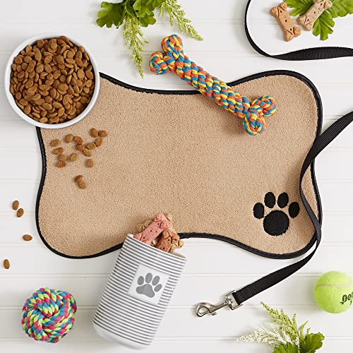 Bone-Shape-Embroidered-Pet-Feeding-Placemat-Brown-by-Bone-Dry Bone Shape Embroidered Pet Feeding Placemat Brown by Bone Dry