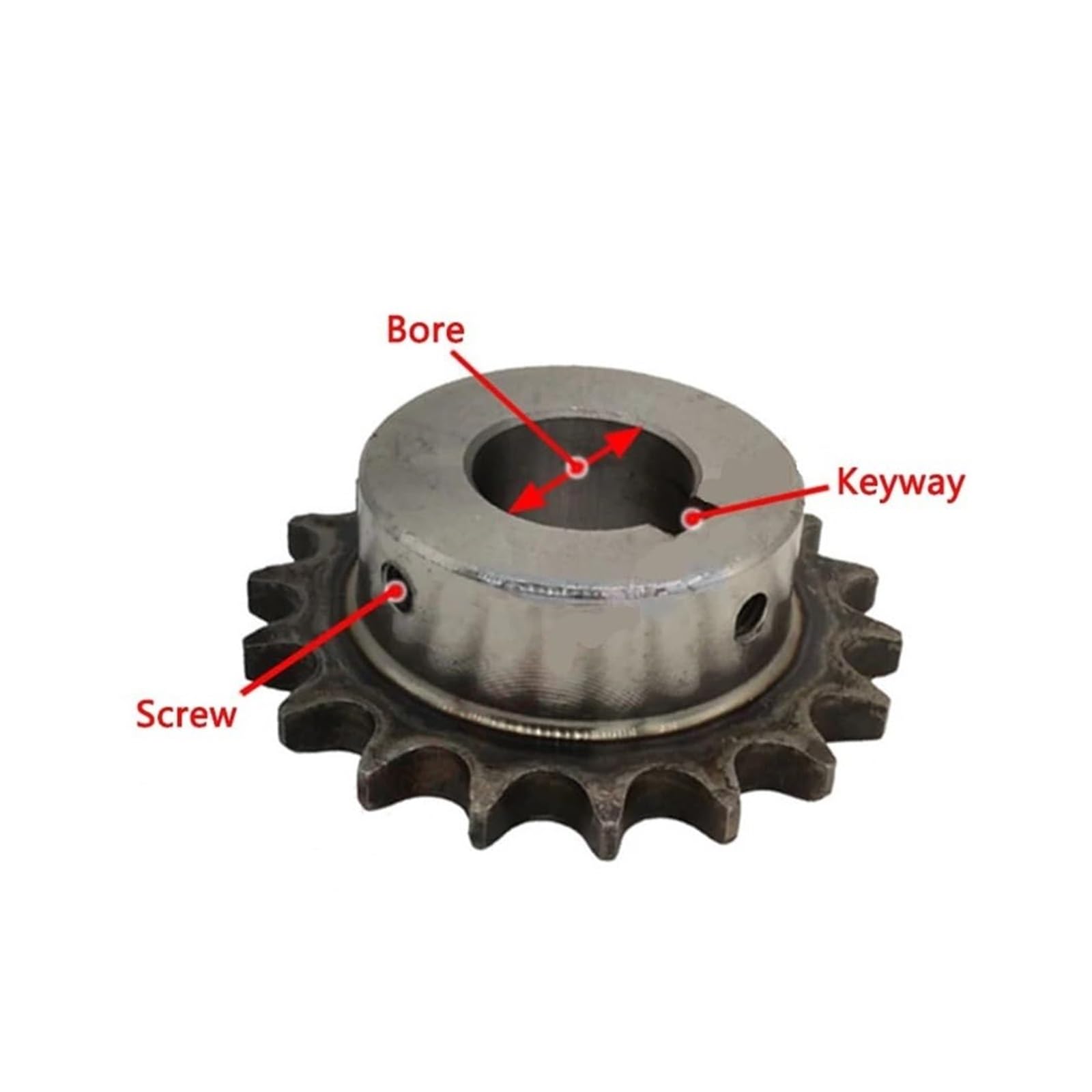 Zahnrollenkettenrad, 1 Stück 12 24 Zähne 08B Industrieantriebskettenrad 45# Stahlkettenrad 12T 24T Keilnutbohrung 12 14 15 16 17 18 19 20 22 24-40 mm)(12 Teeth,19mm (keyway 6mm))