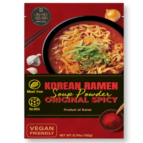 Korean Spicy Ramen Soup Broth Stock Powder, Original Spicy Flavor, Premium Instant Noodle Seasoning, Vegan Friendly, Ramyun, Product of Korea Pack of 1 (150g/5.29oz)