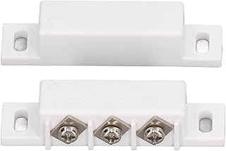 Magnetic Reed Switch, Normally Open Closed NC NO Door Window Contact Sensor Alarm Reed Switch, Magnetic Contact Switch for Door Wall, White, 2pcs