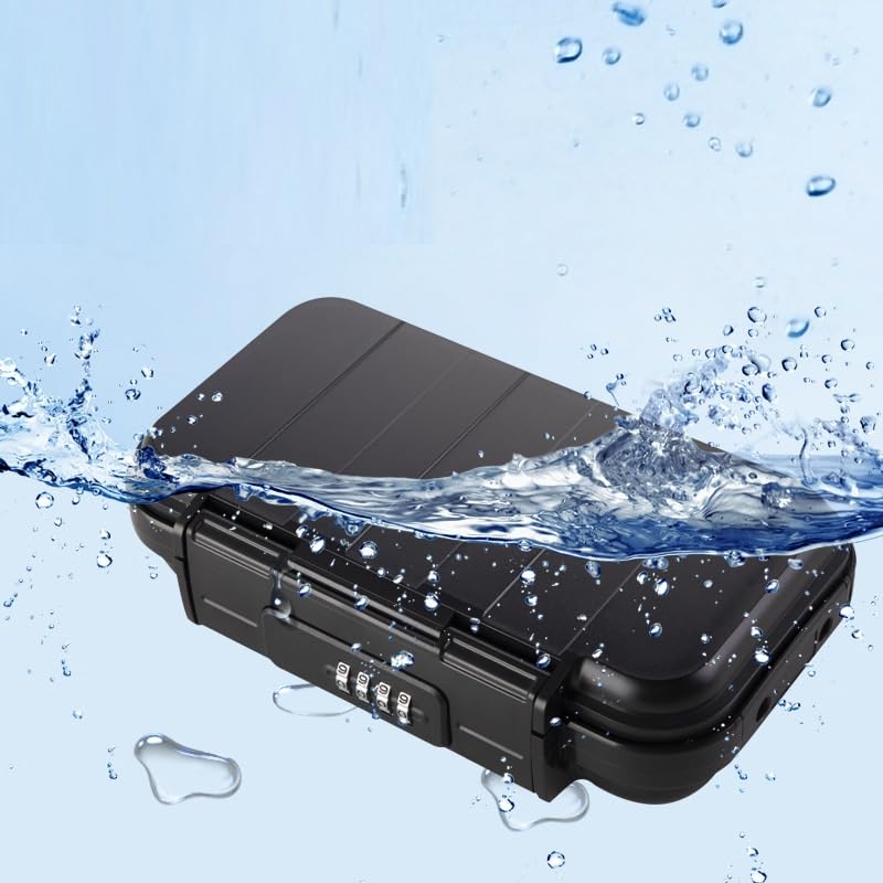 Cassetta di sicurezza portatile, con combinazione, con codice, impermeabile, antifurto, mini cassetta di sicurezza da viaggio con catena rimovibile (blu)