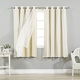 Best Home Fashion uMIXm Tulle Sheer Lace and Blackout 4 Piece Curtain Set – Stainless Steel Nickel...