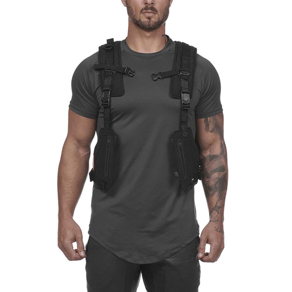 YUANZHOU Gilet Tattico Multifunzionale Gilet Protettivo Da Lavoro Riflettente. Tuta Da Allenamento Riflettente,Black