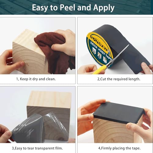 Image of Dongxw 12 Packs Deck Joist Tape, 2 inch x 50' Waterproof Butyl Joist Tape for Decking 2inch, Flashing Tape Self-Adhesive Joist Tapes for Decks Beams Extend Wood Deck Life