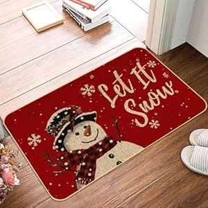 Snowman Let it Snow Christmas Doormat,Snowflakes Winte Xmas Decorative Doot Mat Non-Slip Low-Profile Indoor Outdoor Welcome Mat Washable Winter Holiday Doormat 17" x 29" Snowman Let it Snow Christmas DoormatSnowflakes Winte Xmas Decorative Doot Mat Non Slip Low Profile Indoor Outdoor Welcome Mat Washable Winter Holiday Doormat 17 x 29